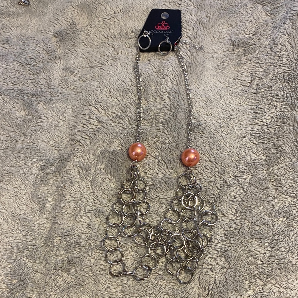 Paparazzi Silver Necklace with Pink Beads